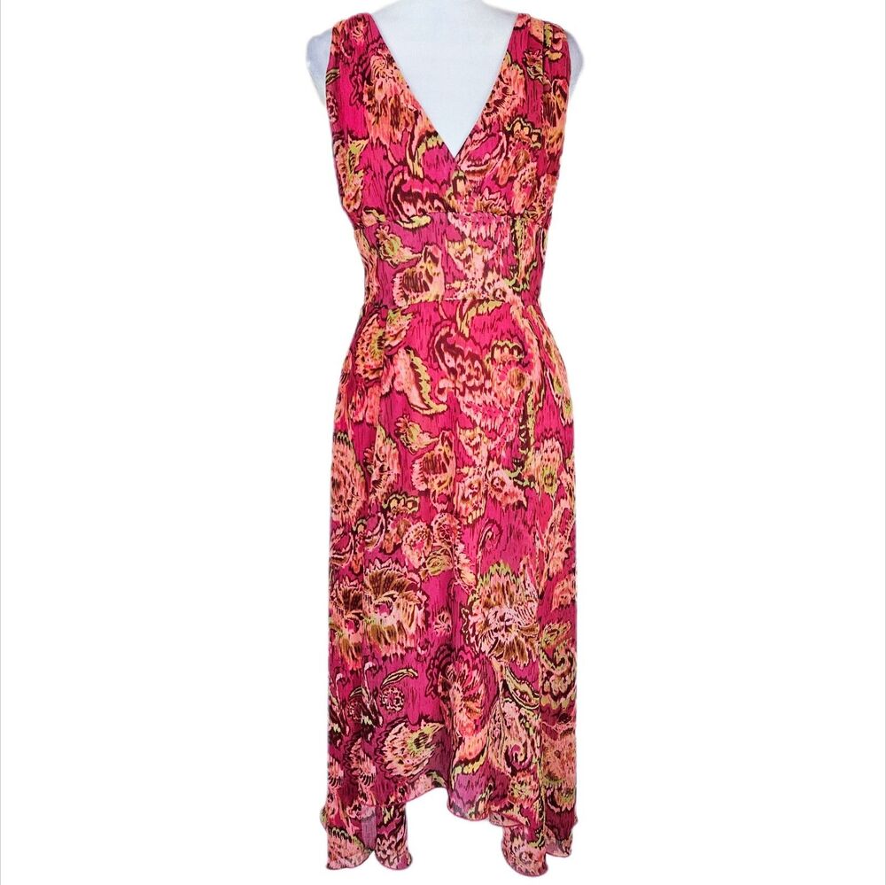Dressbarn Asymmetrical Sheer Overlay Midi Dress Women's 4 Paisley Romantic Fairy